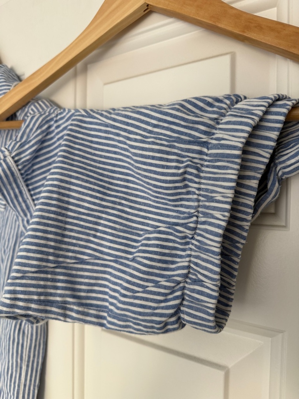 Petite Plume Kid's Twill Pajama Short Set in French Blue Heritage Stripe - Picture 3 of 5
